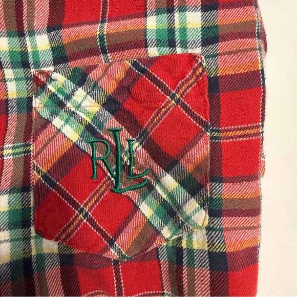 Ralph Lauren Red and Green Plaid Night Shirt XL Flawed 100% cotton - Picture 3 of 10